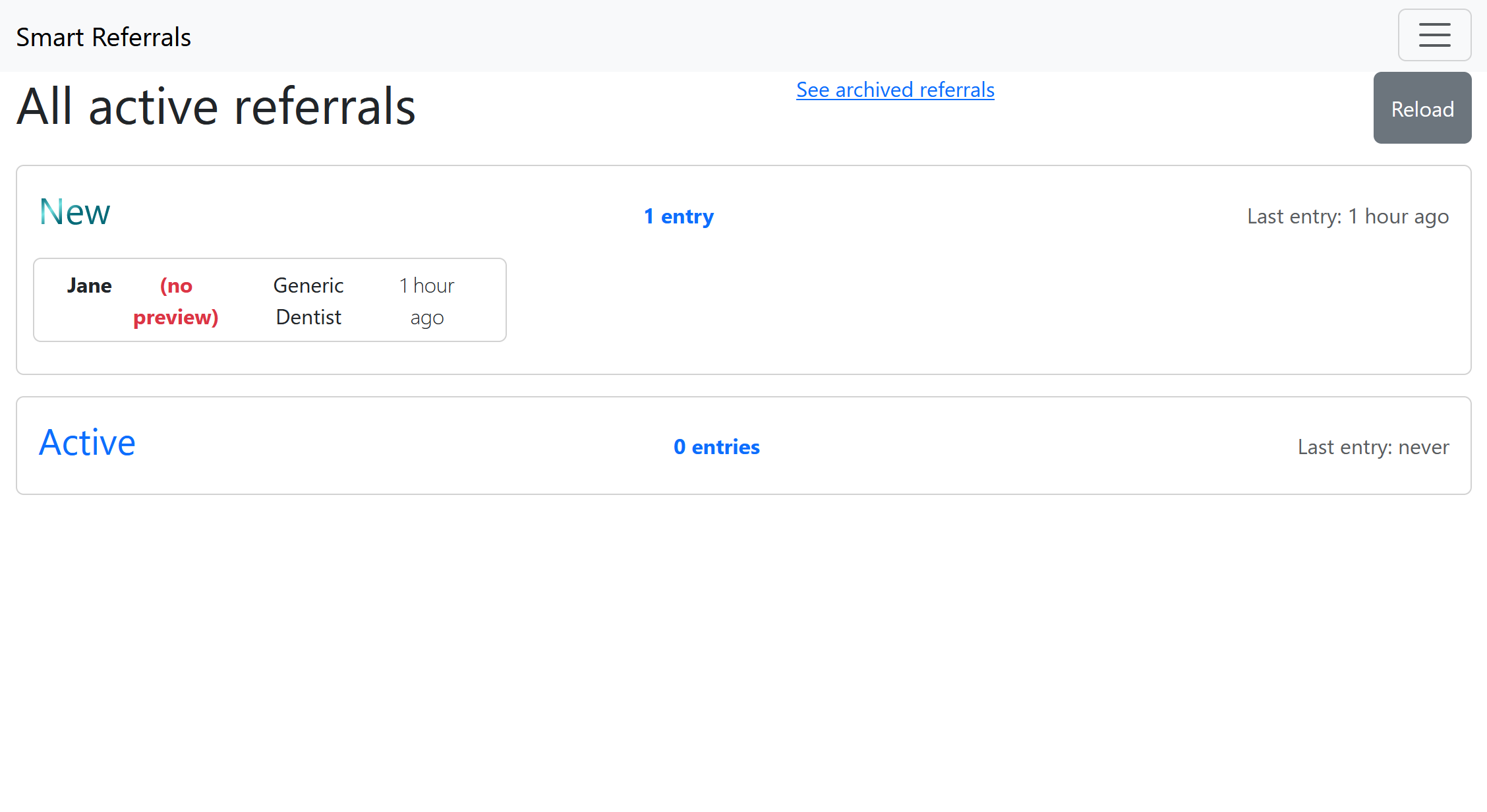 A full screen screenshot of the UI Dashboard and one referral.